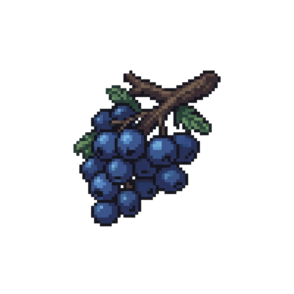 A Quiet Alien Orchard with Heavy Low-hanging Blue Berries