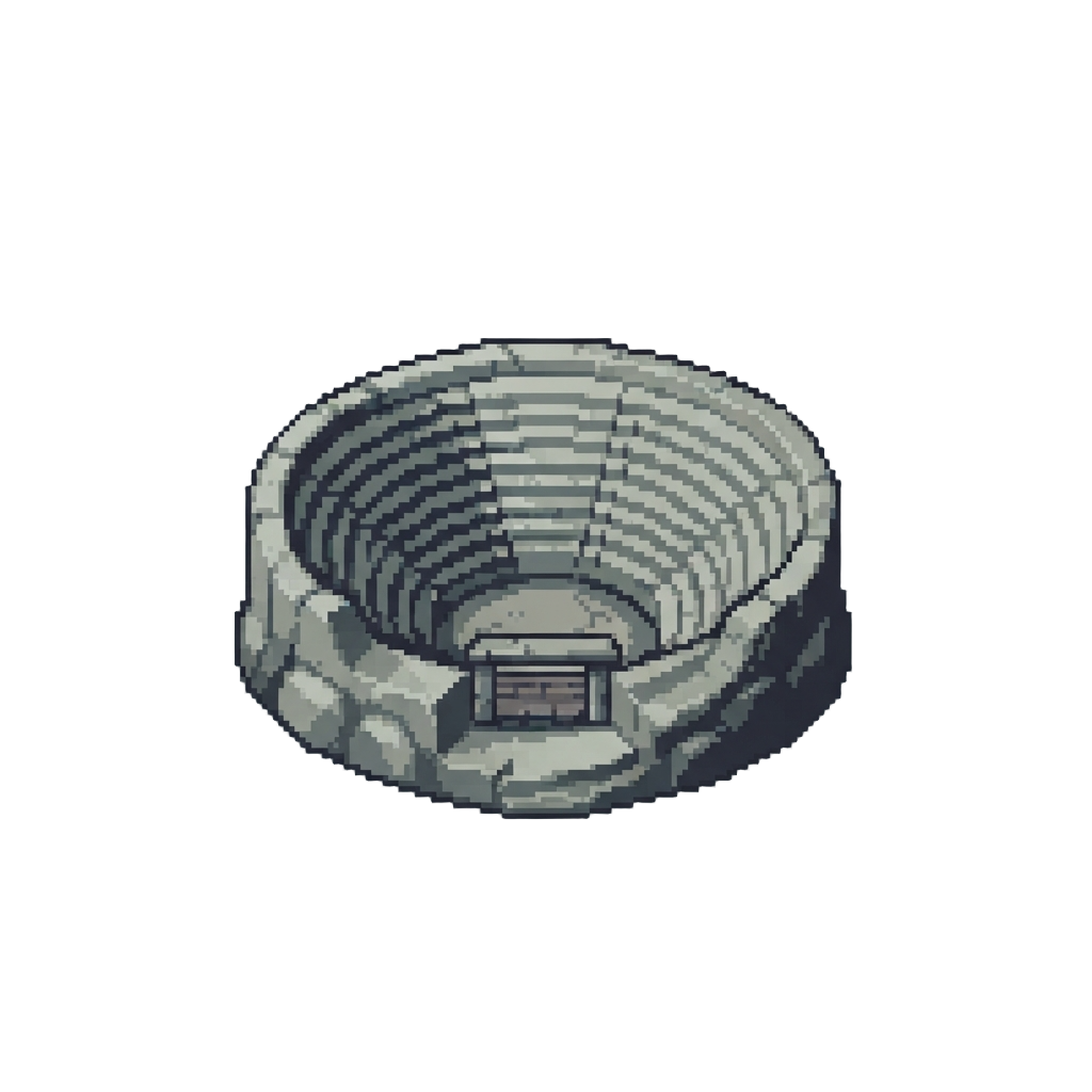 A Quiet Stone Amphitheater Under a Dim Distant Star