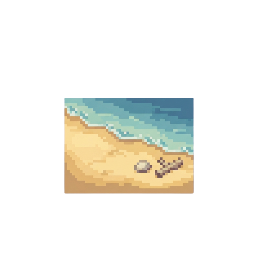 A Quiet Sandy Shore Under a Pale Purple Sky