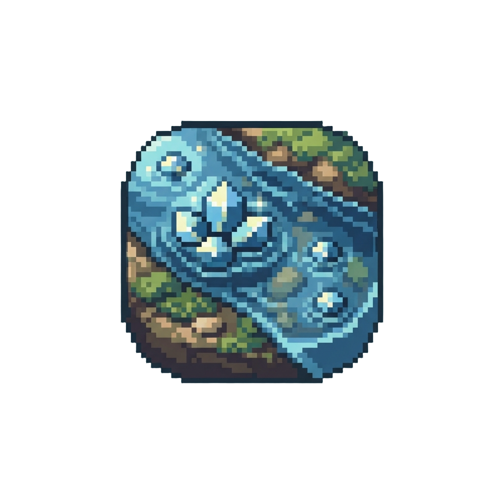 A Quiet Shallow Creek with Floating Crystalline Pebbles