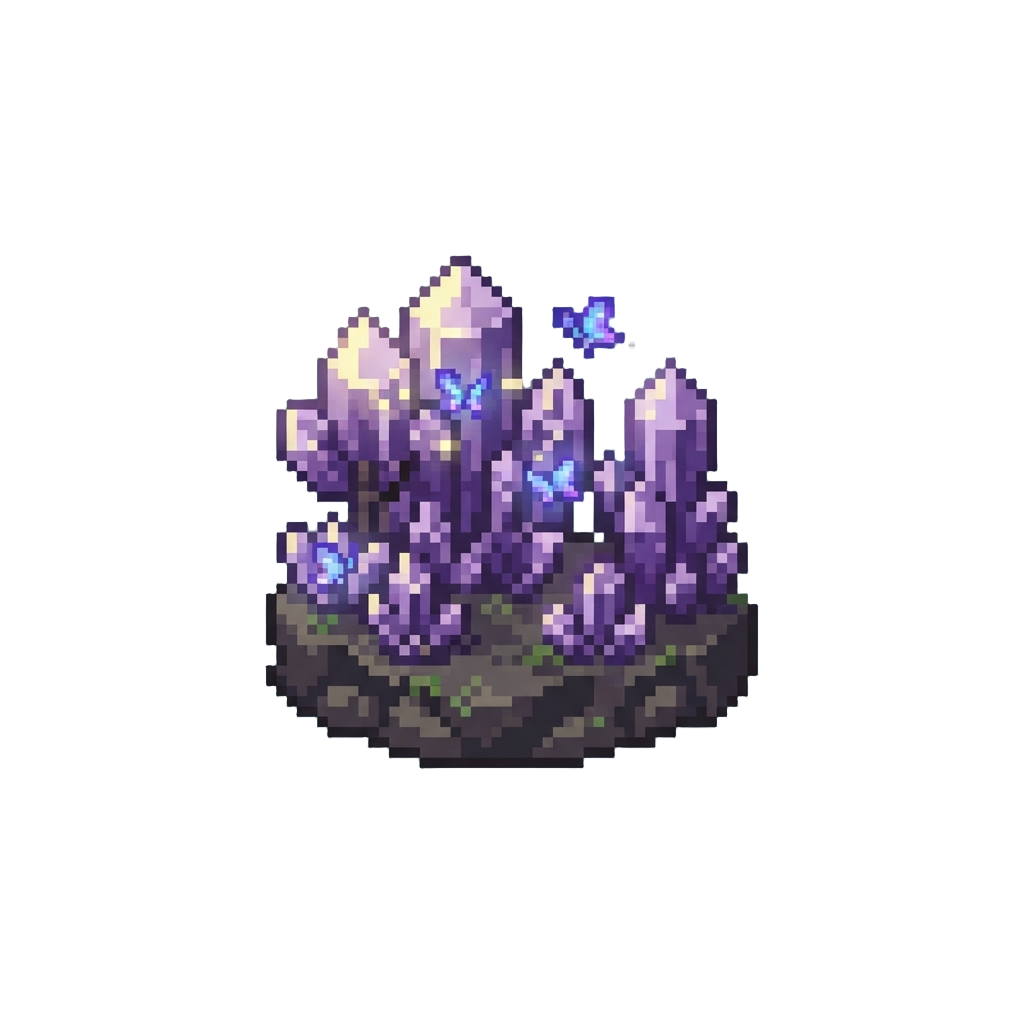 An Enchanted Amethyst Forest Filled with Sparkling Luminescent Butterflies