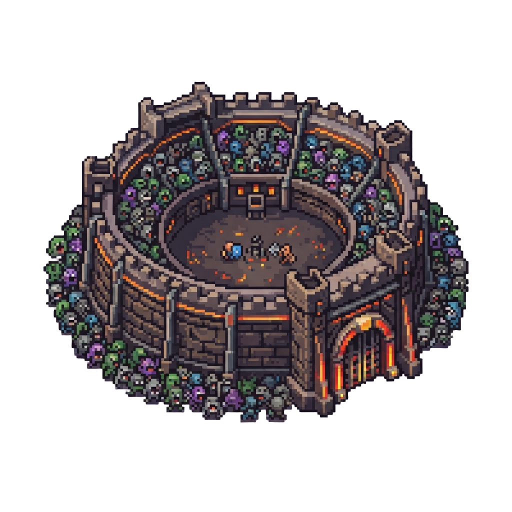 An Alien Gladiatorial Arena Surrounded by Roaring Hostile Crowds