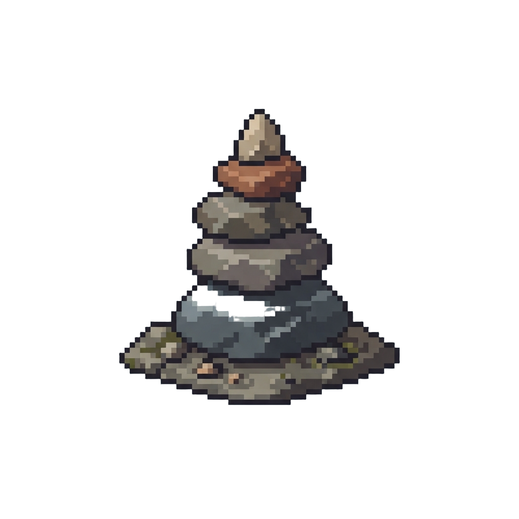 A Quiet Mountain Pass with Strange Stacked Balance Stones