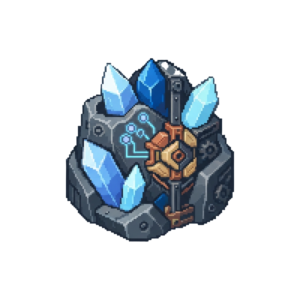 A Metallic Crystal Cavern Filled with Humming Geometric Structures