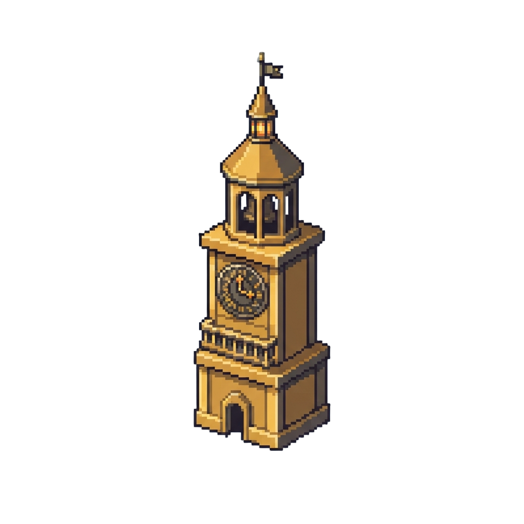 A Glowing Golden Clocktower Spire