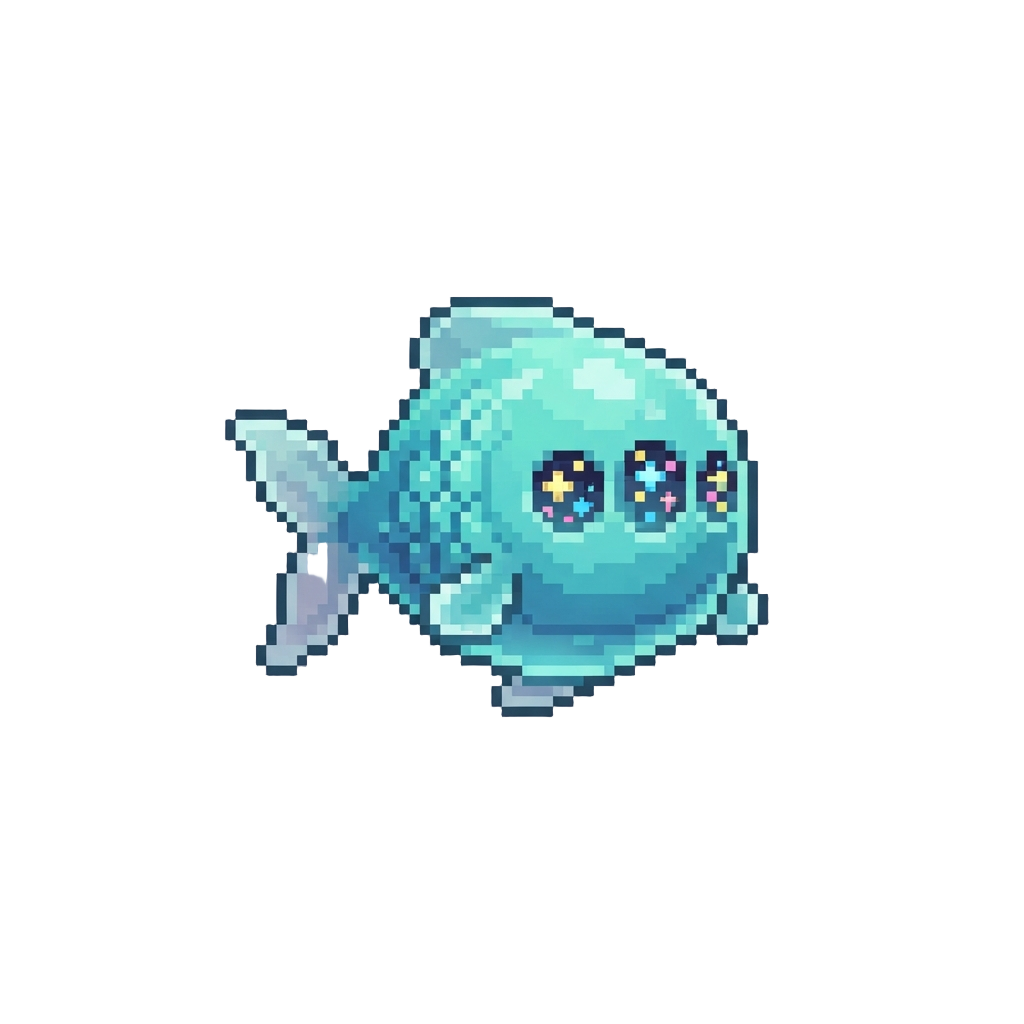 A Squishy Floating Fish with Three Starry Kaleidoscope Eyes