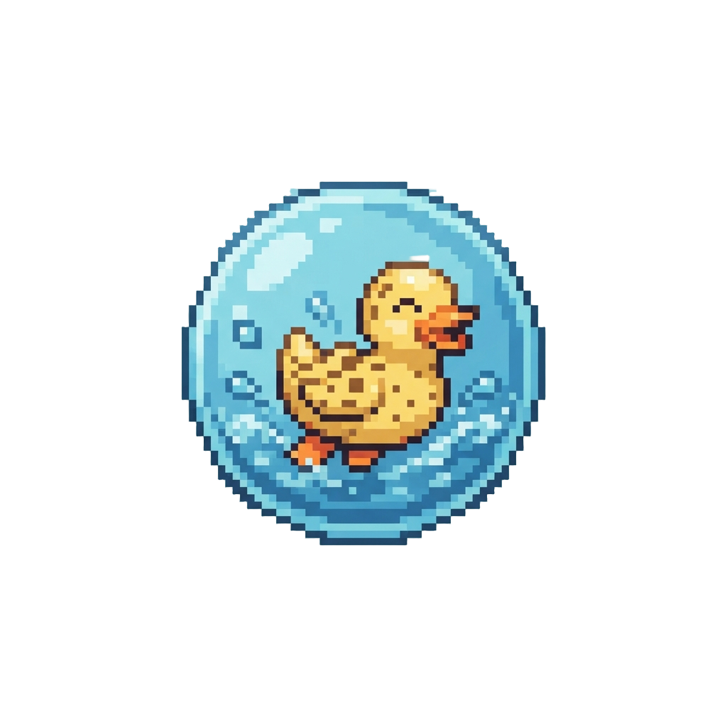 A Spotted Duck-fish Splashing Happily in a Bubble