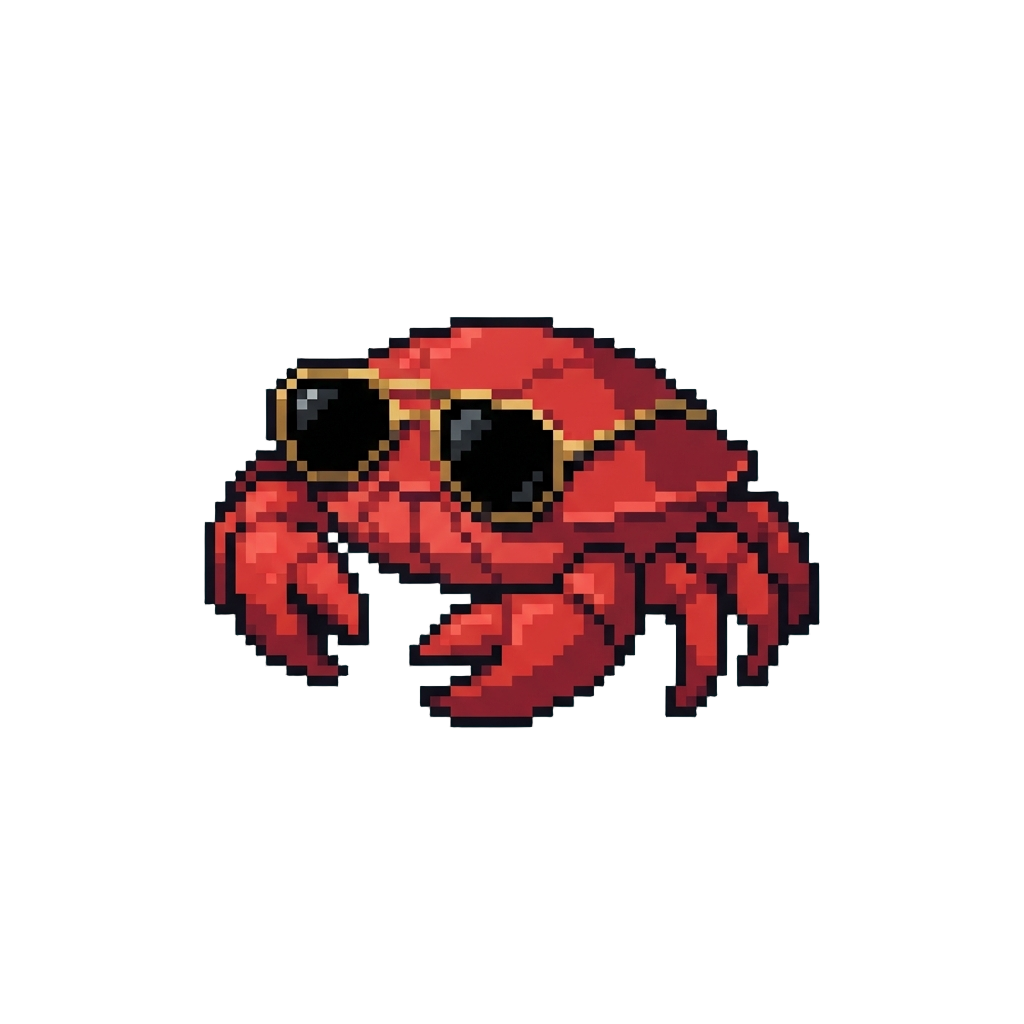 A Red Crab Sporting Cool Black Aviator Sunglasses