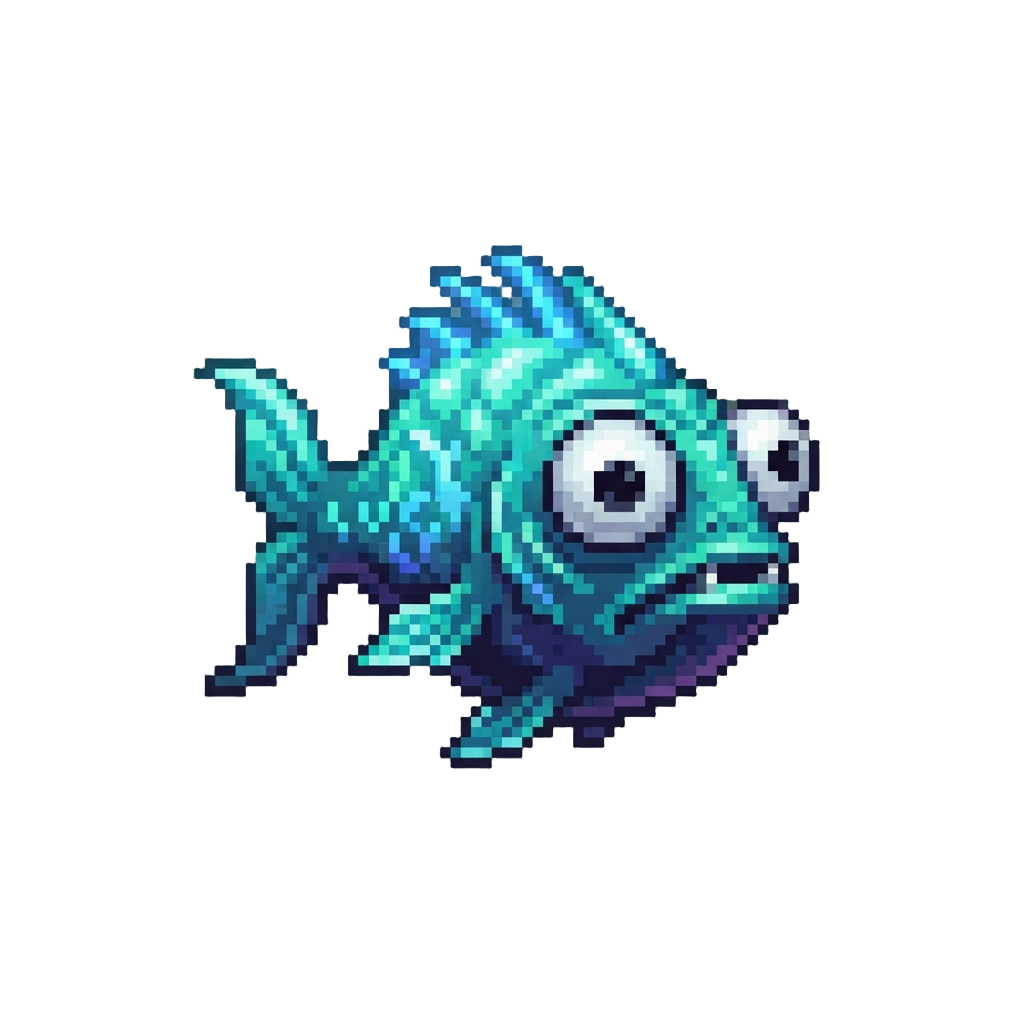 A Glowing Alien Fish with Two Huge Googly Eyes