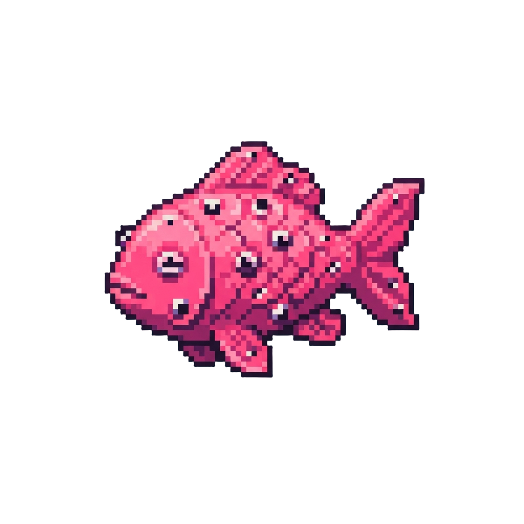 A Neon Pink Fish Covered in Blinking Mini-eyeballs