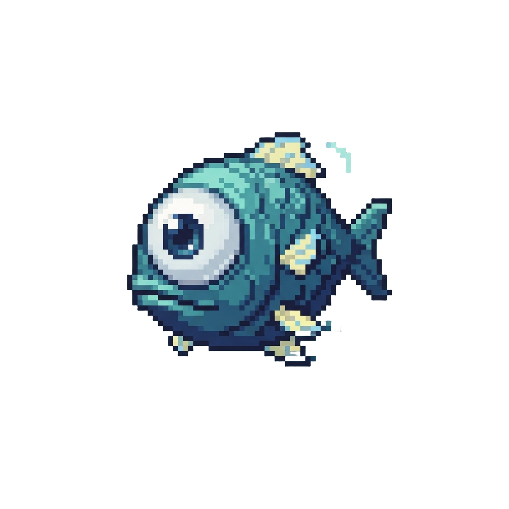 A Giant Single-eyeball Fish with Tiny Fluttery Fins
