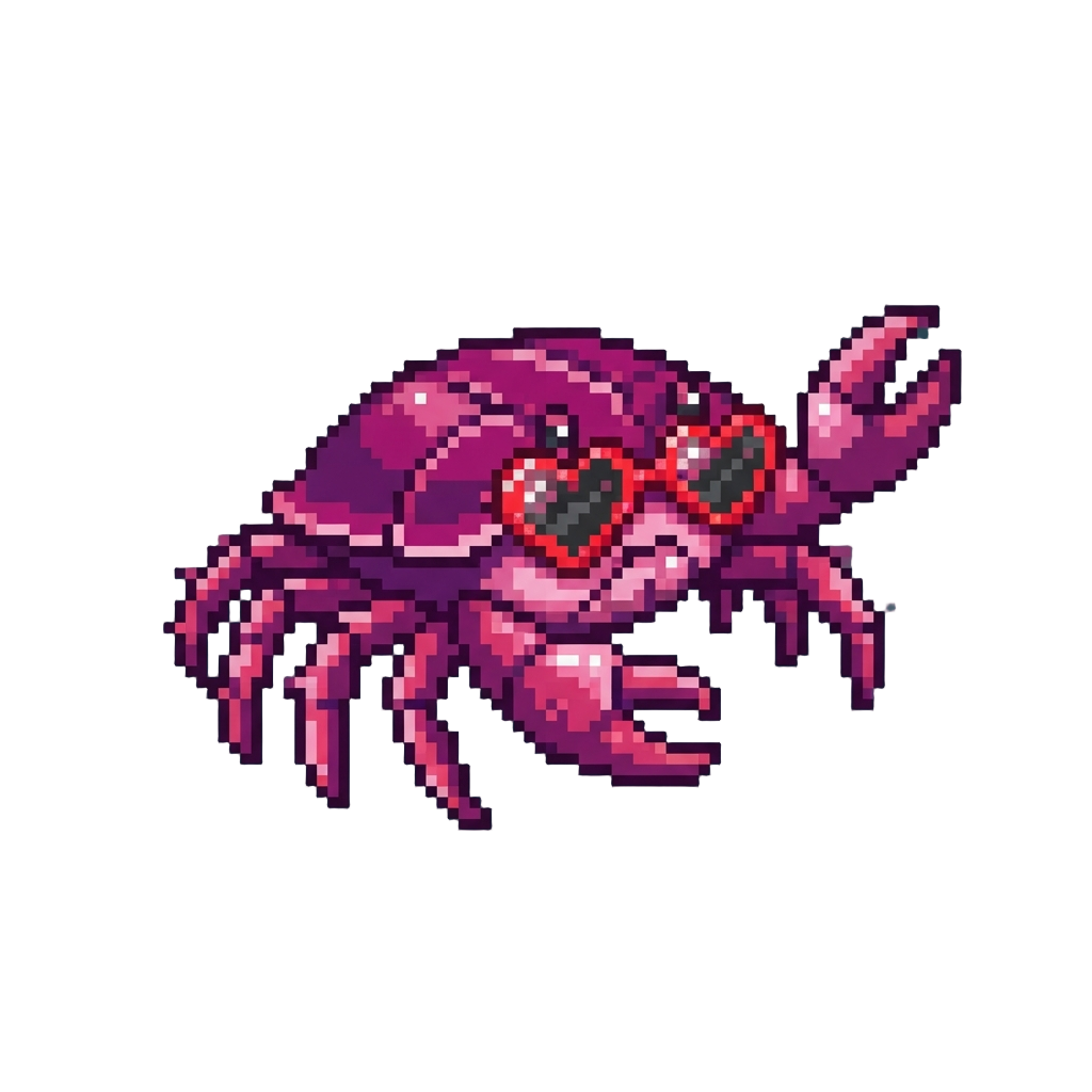 A Disco Crab Wearing Glittery Heart-shaped Sunglasses
