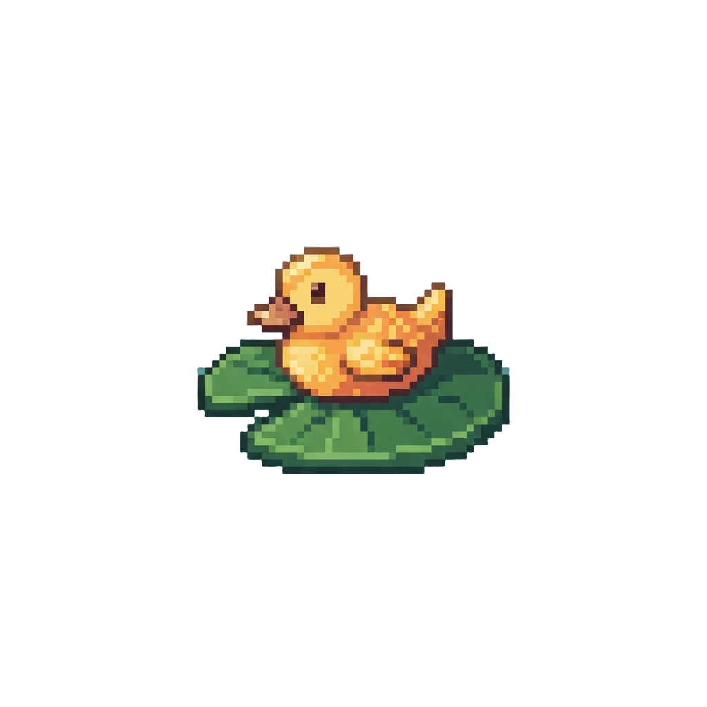 A Tiny Duckling Fish Floating on a Tiny Water Lily