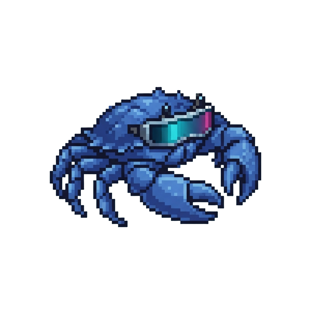 A Blue King Crab Wearing Mirrored Futuristic Visor Shades