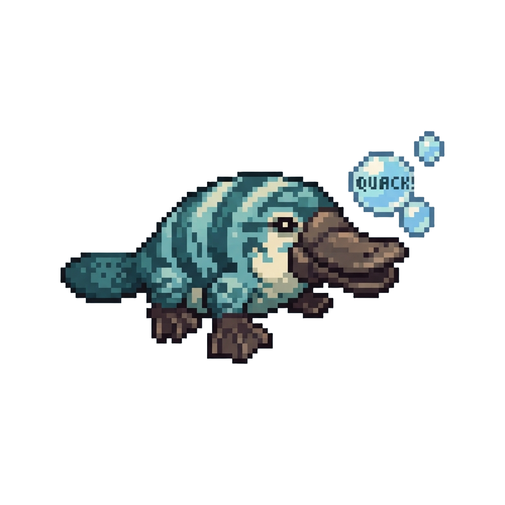 A Striped Duck-billed Platypus Fish Blowing Quacking Bubbles