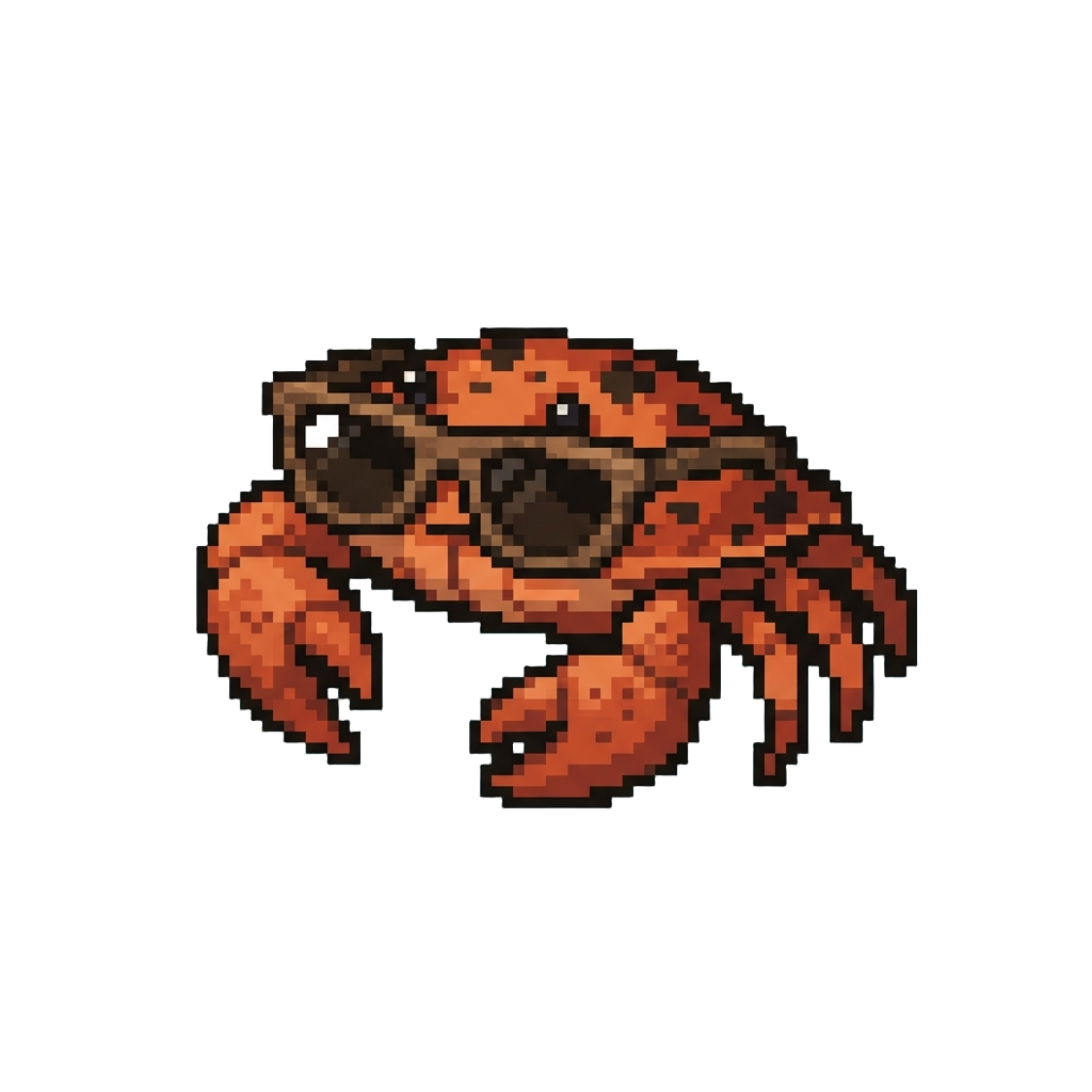 A Spotty Reef Crab Wearing Stylish Wooden-frame Shades