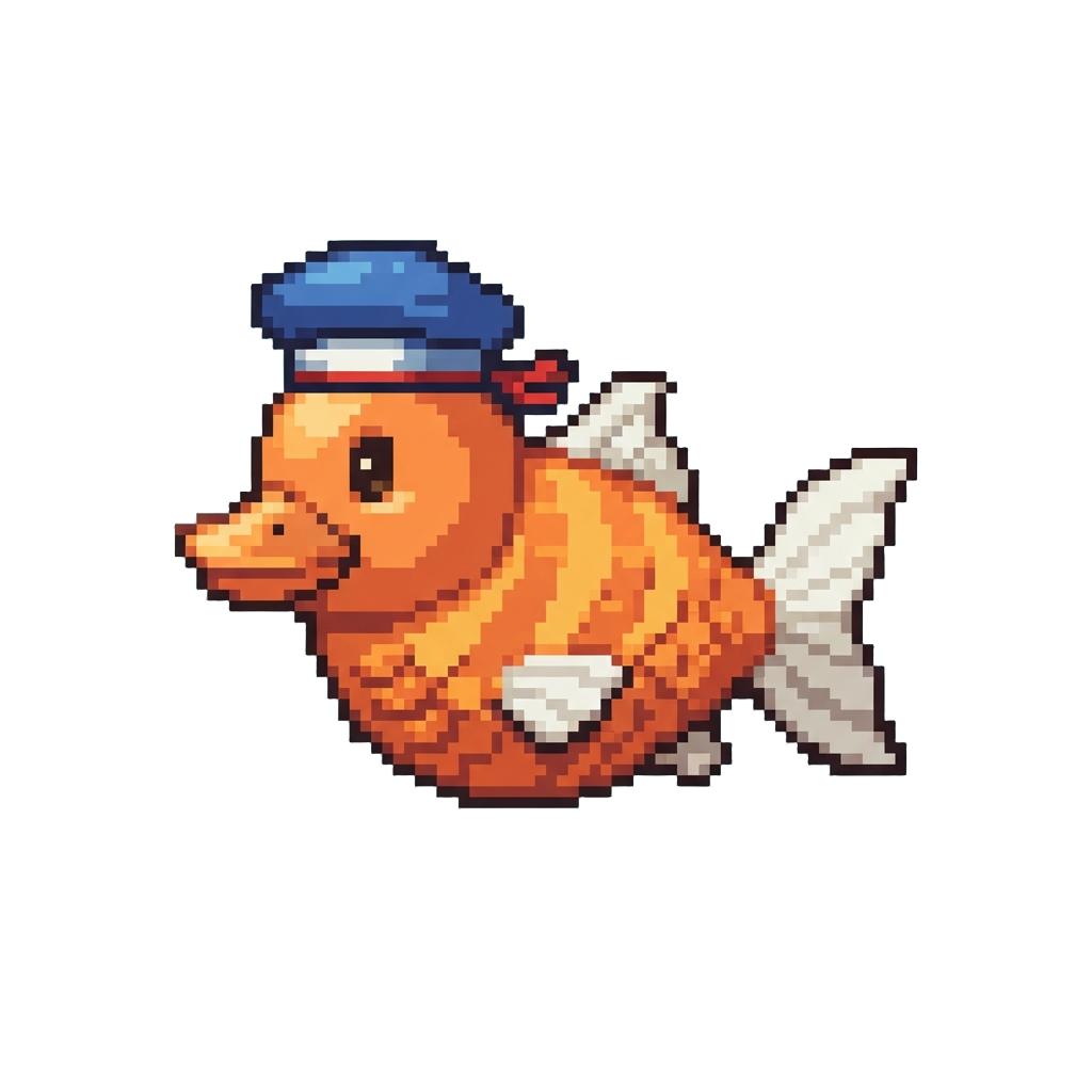 A Sailor-hat Wearing Duck Fish That Swims Backward