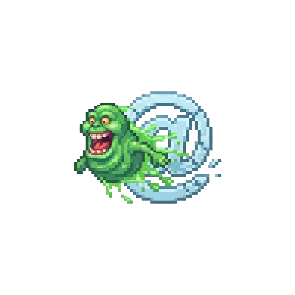 Slimer Zooming Right Through @image1 Leaving a Dripping Mess