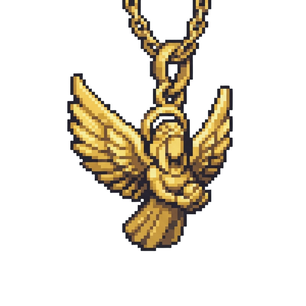 A Golden Winged Deity Pendant