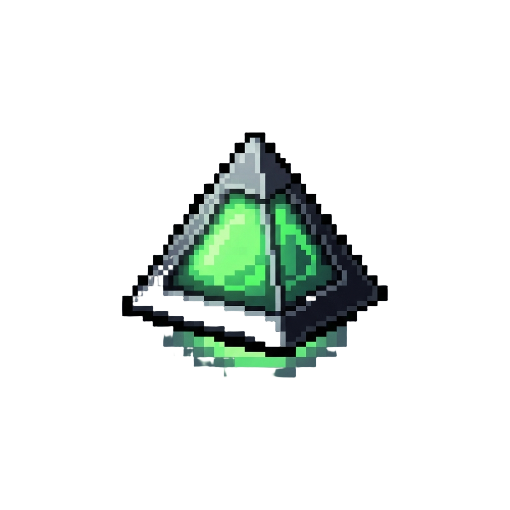 A Glowing Neon-green Hover-pyramid