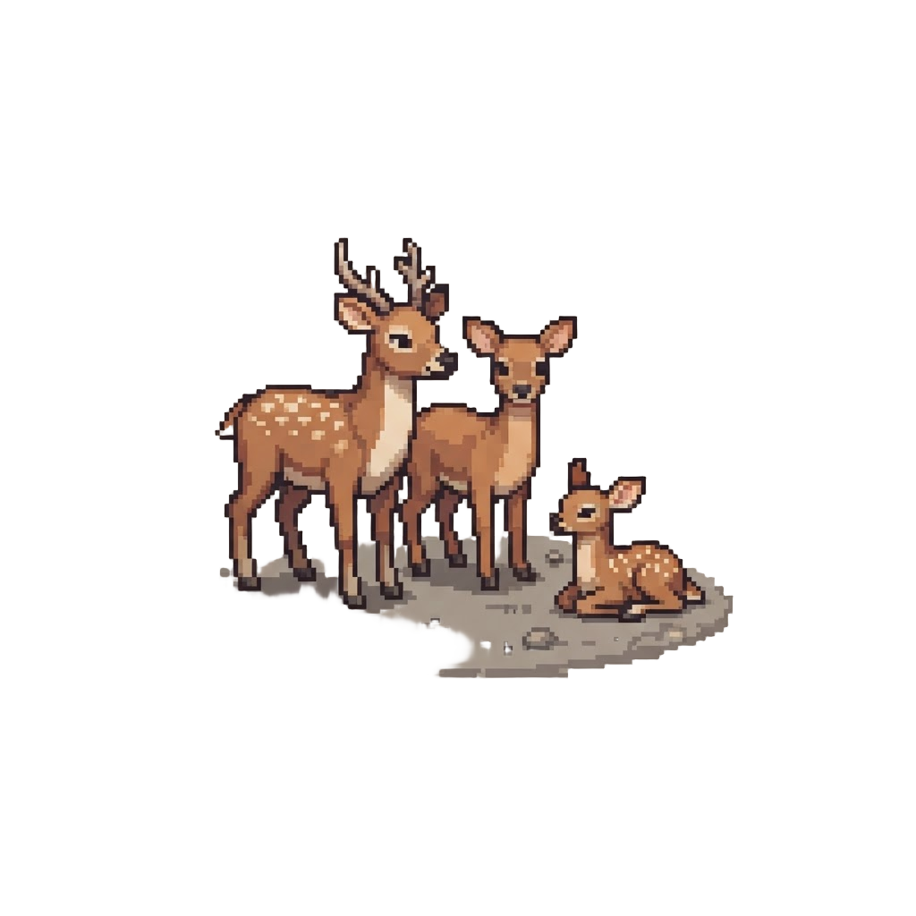 A Deer Family Holding a Silent Town-hall Meeting in the Road