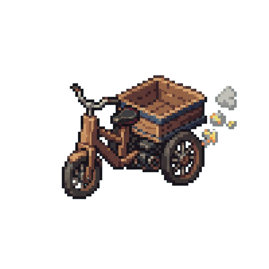 A Sputtering Vintage Wooden Tricycle Cart