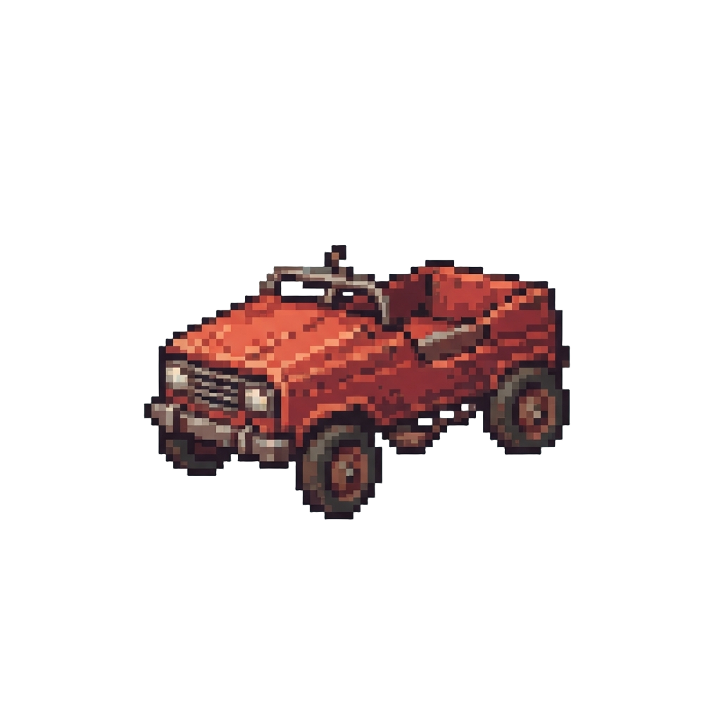 A Tiny Rusty Pedal-car Missing a Steering Wheel