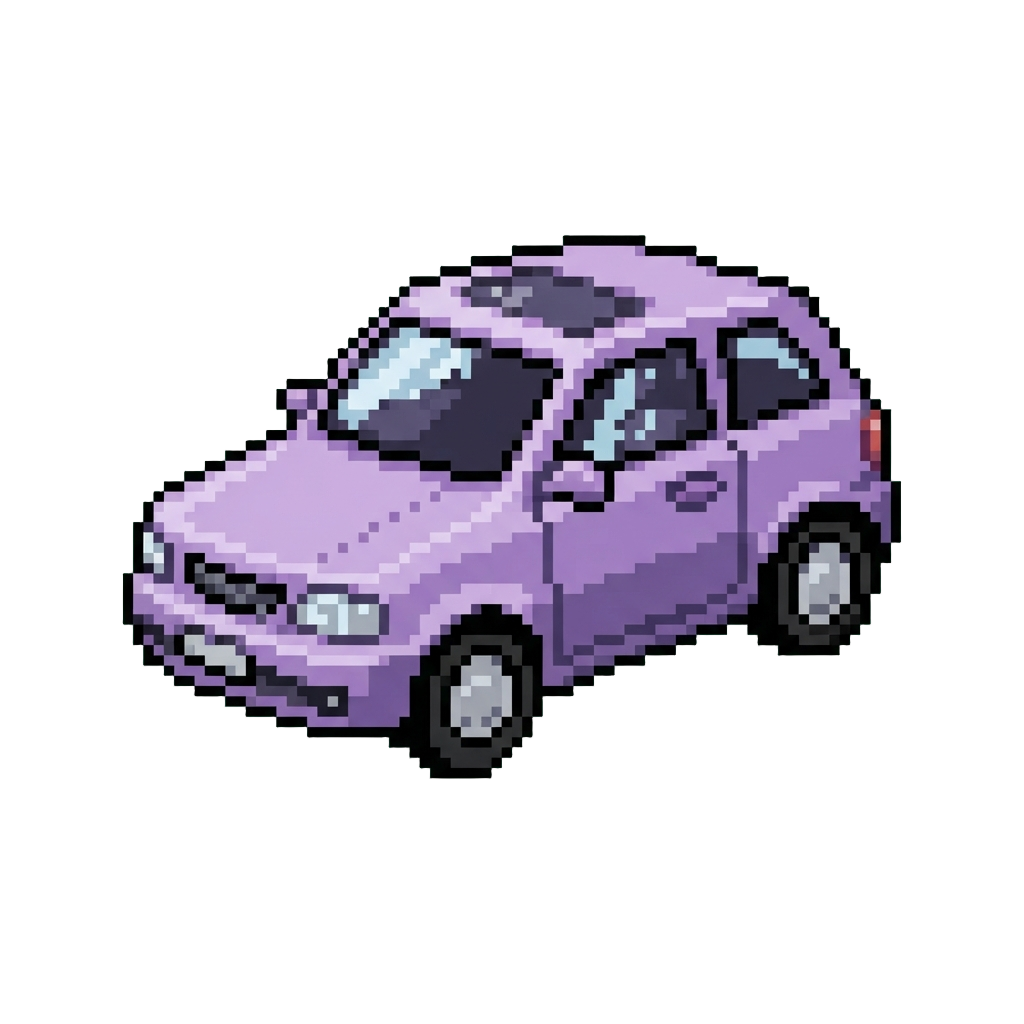 A Shiny Lavender City Car with Sunroof