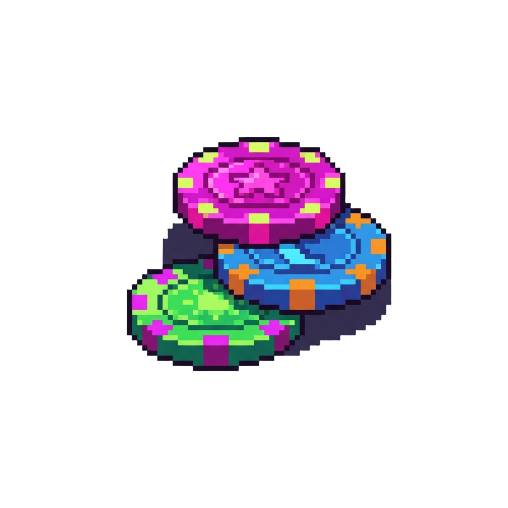 A Pile of Giant Neon Poker Chips