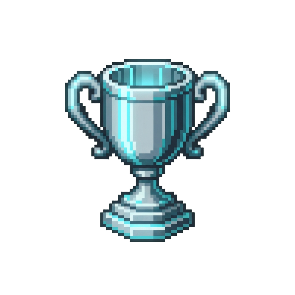 A Glowing Neon-silver Trophy Cup