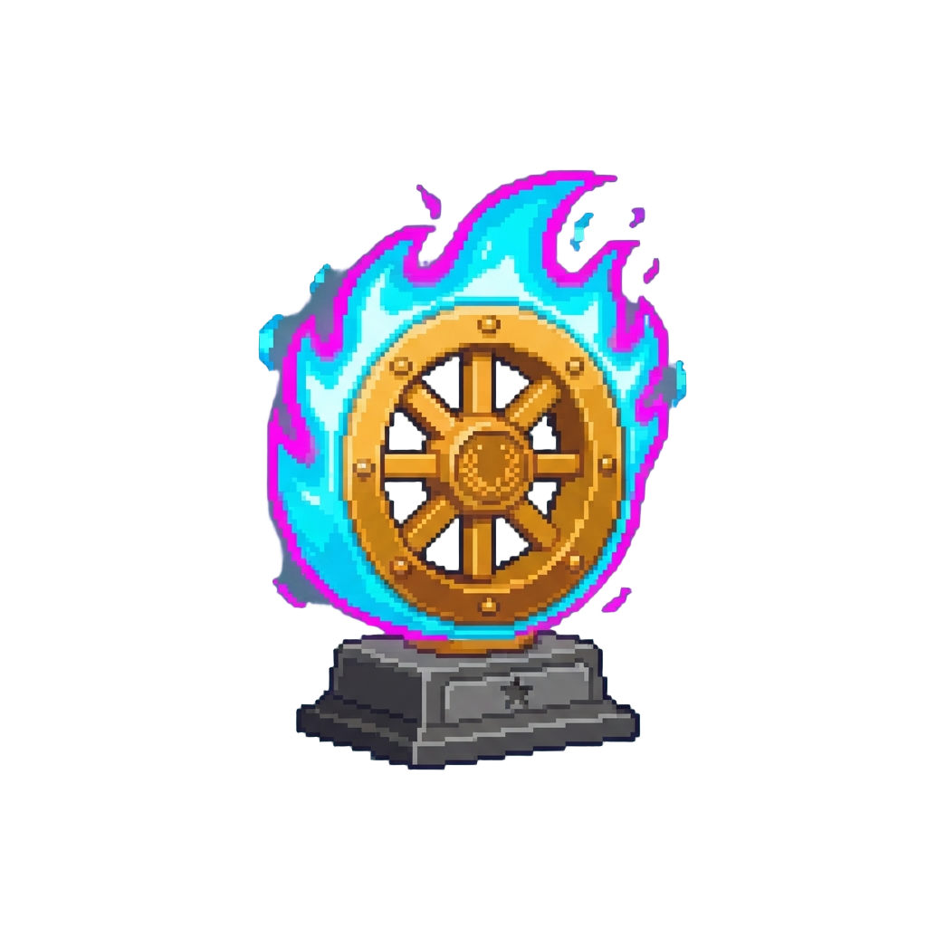 A Glowing Neon Flaming Wheel Trophy
