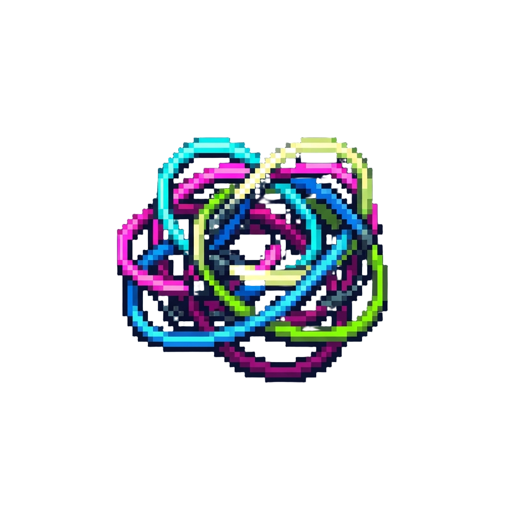 A Tangle of Glowing Neon Garland Strips