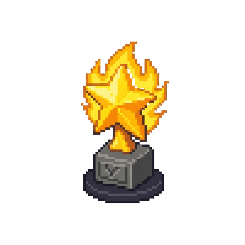 A Blazing Neon Star Victory Trophy