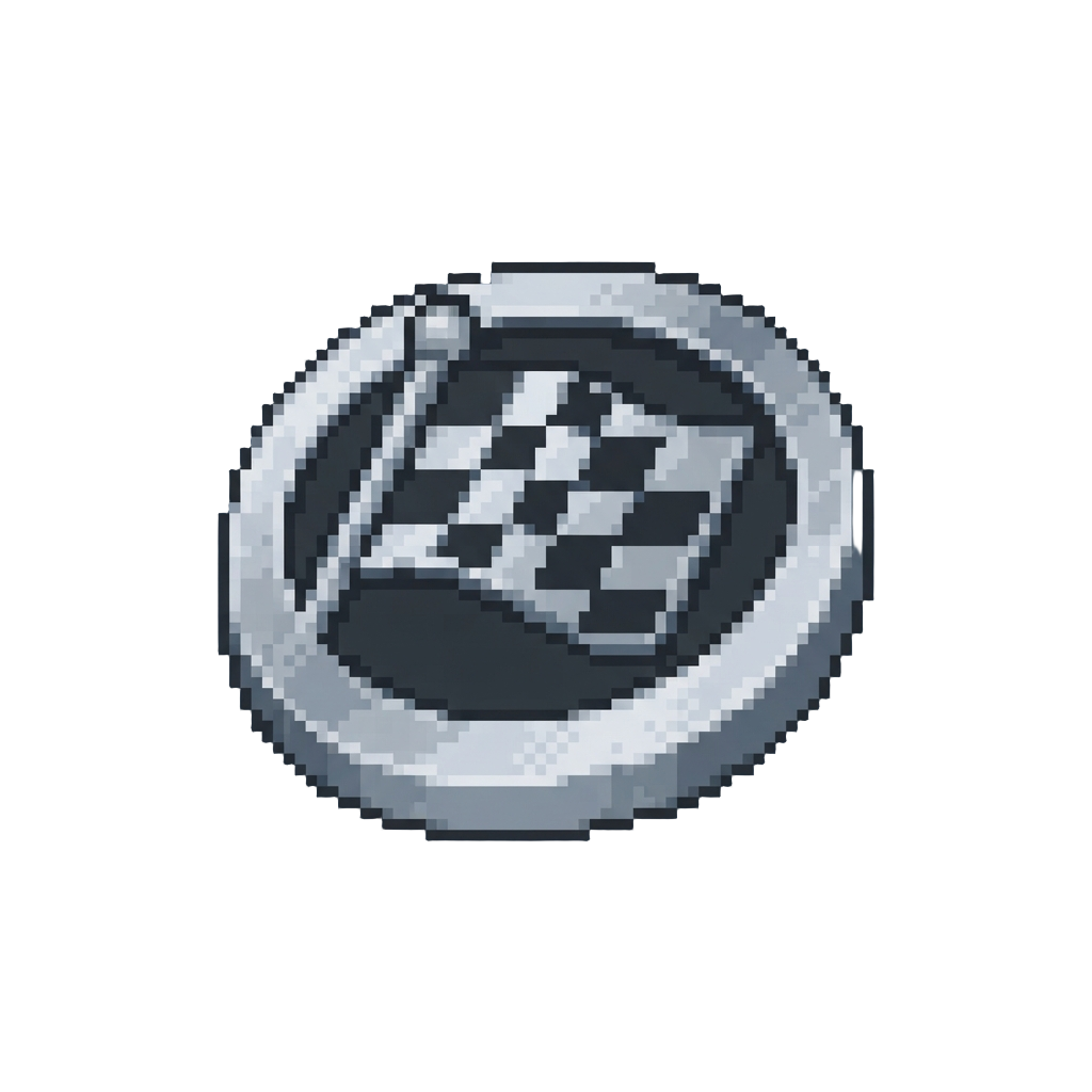 A Silver Checkered Flag Badge