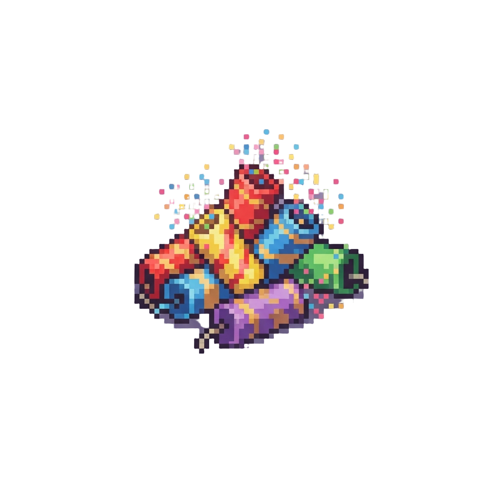 A Soft Mound of Colorful Confetti Cannons
