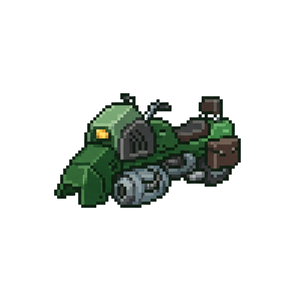 A Dark Green Scout Speeder-bike with Heavy Armor Plates