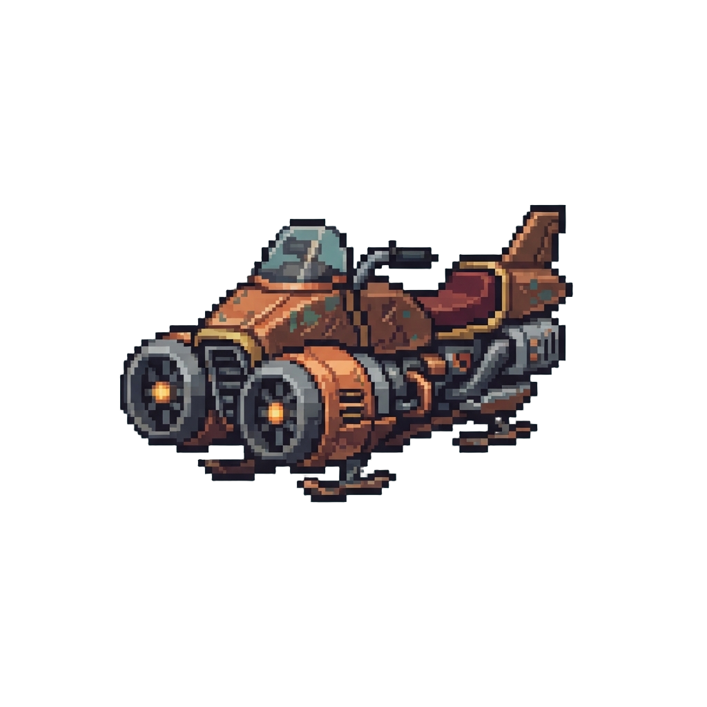 A Weathered Copper Speeder-bike with Twin Front Turbines