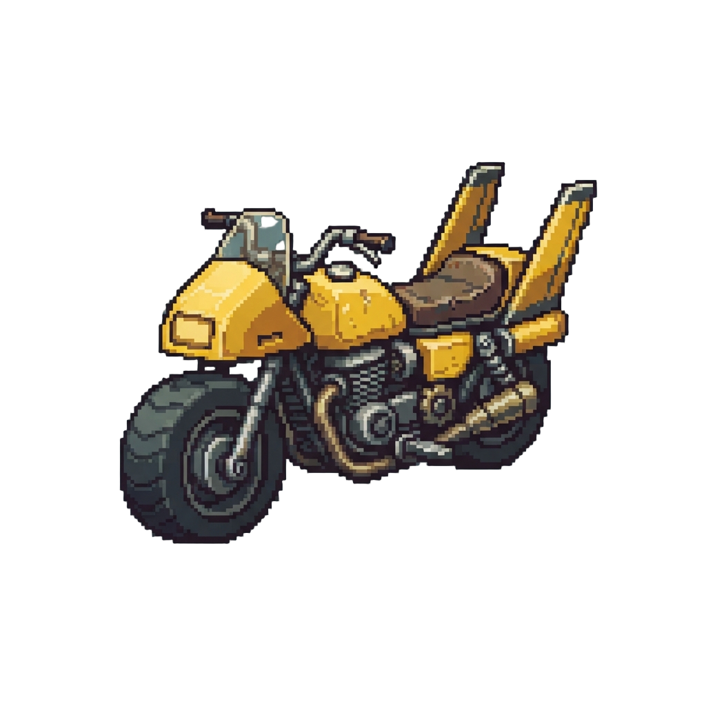 A Yellow Modified Desert Swoop Bike with Rear Fins
