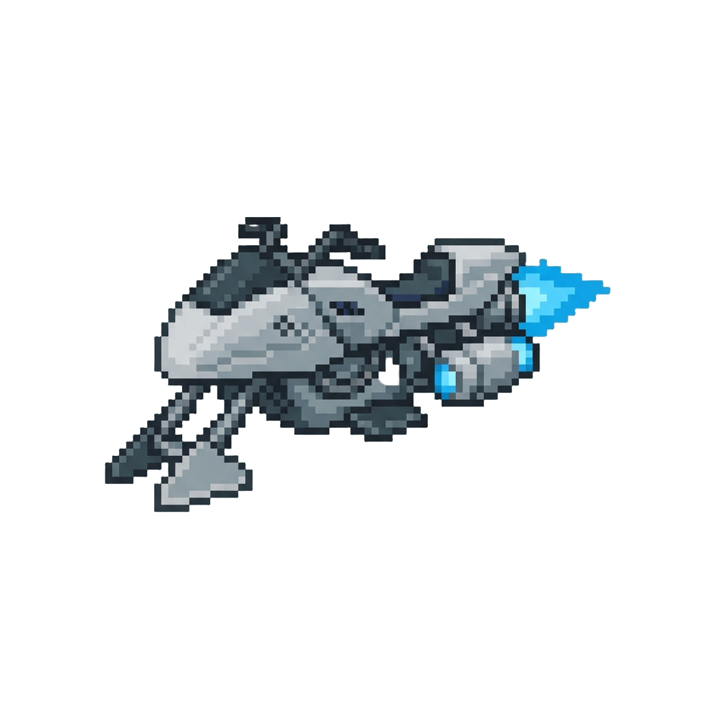 A Sleek Silver Swoop Bike with Glowing Blue Thrusters