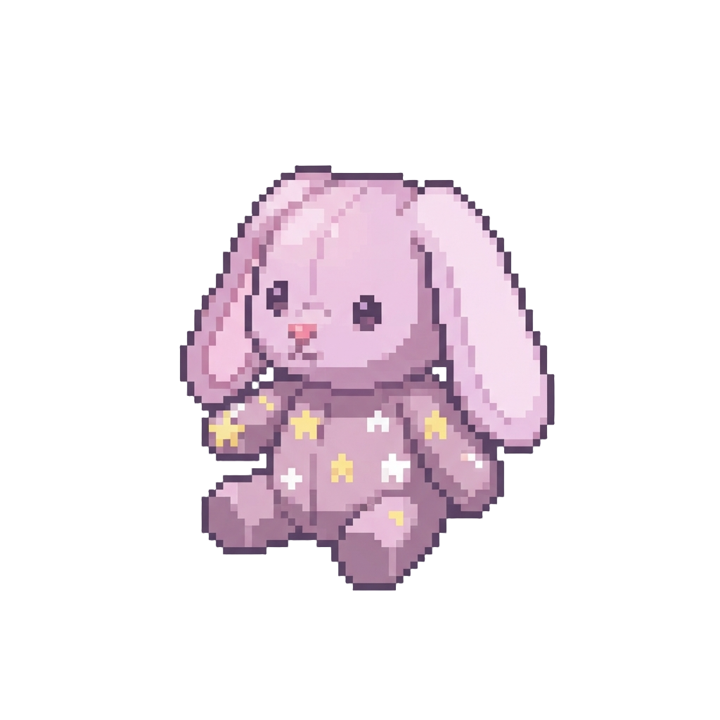 A Soft Pastel Starry Plush Bunny
