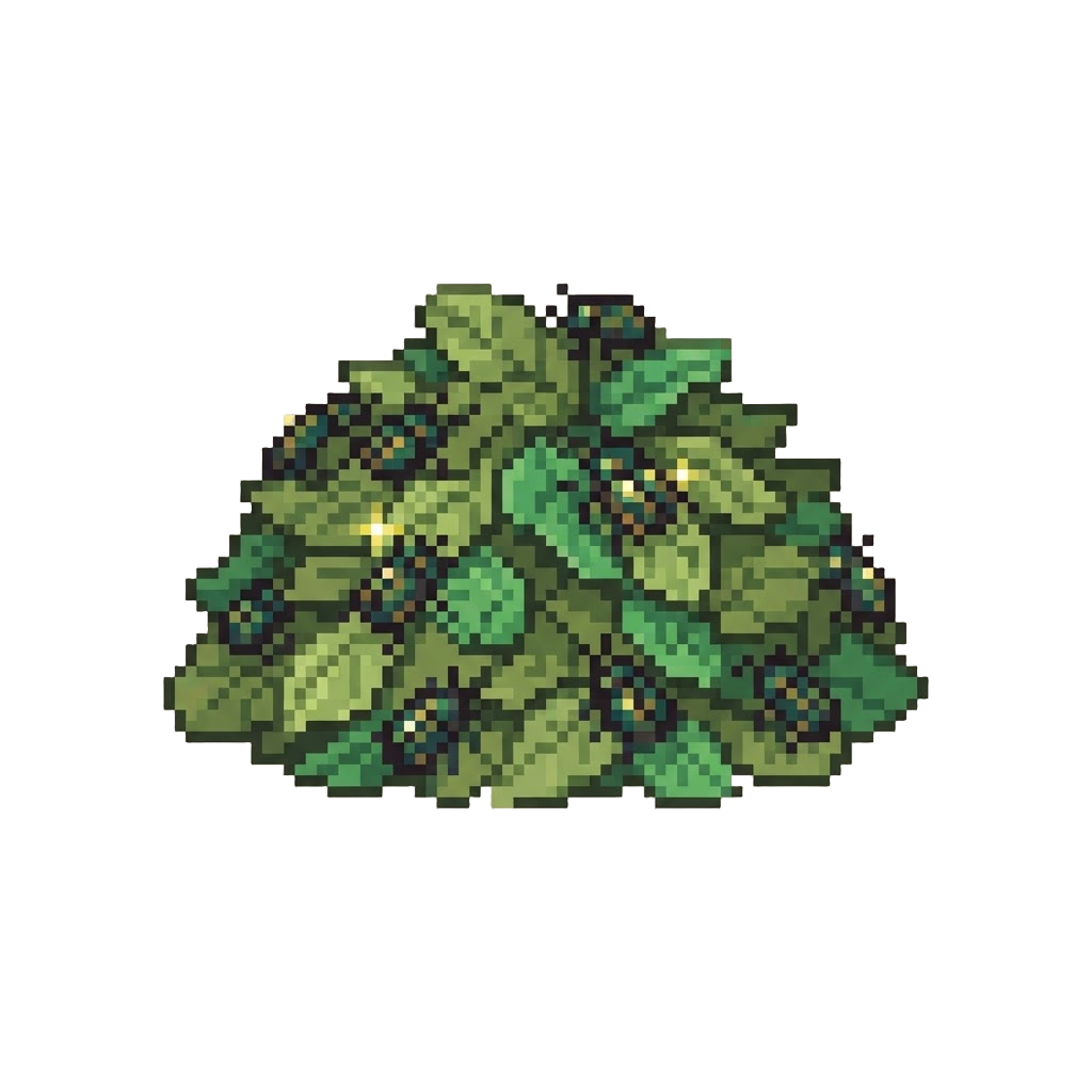 A Soft Leaf Heap Full of Sparkling Beetles