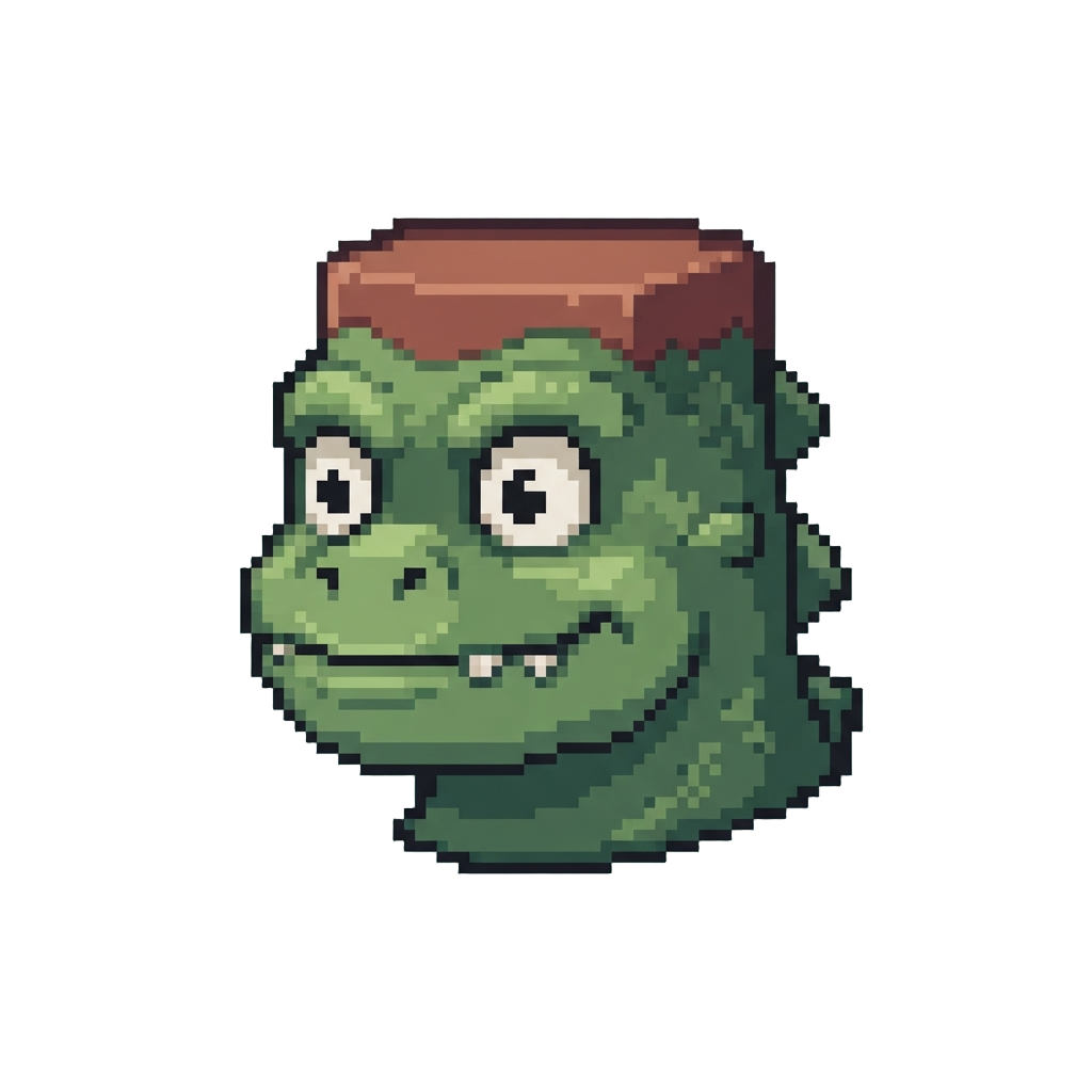 A Cartoon Flat-top Monster Head with Wide Eyes