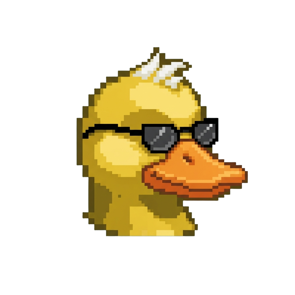 A Cool Duck Head with Tiny Sunglasses