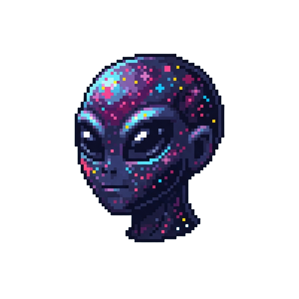 A Sparkly Galaxy-patterned Alien Head