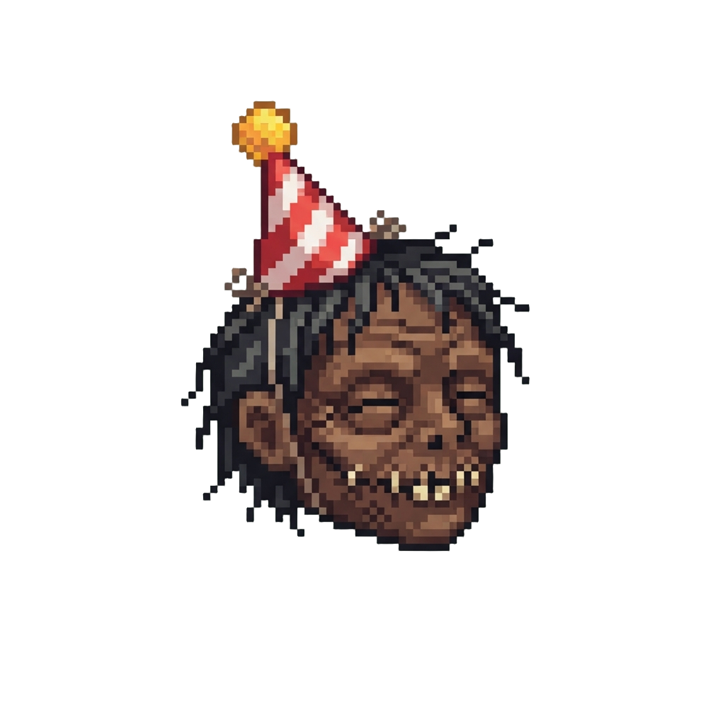 A Tiny Shrunken Head Wearing a Miniature Party Hat