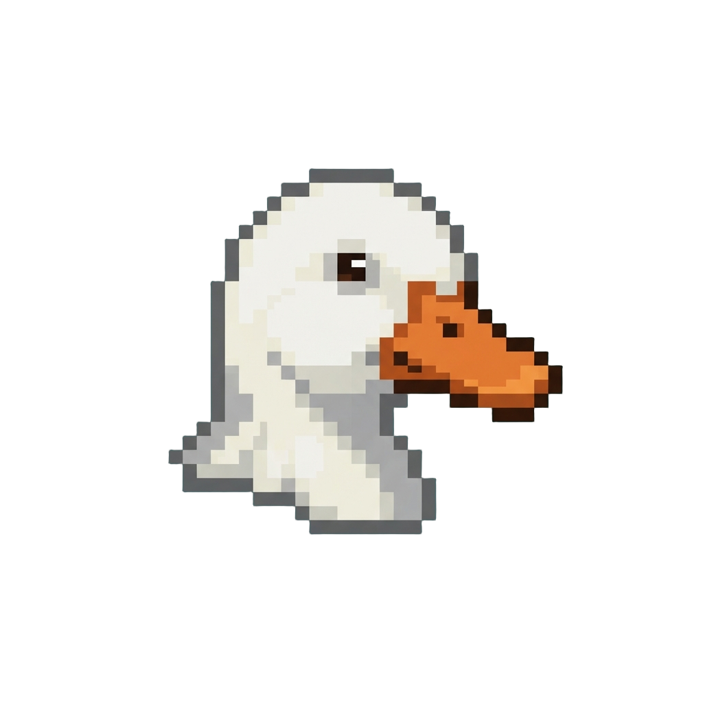 A White Farm Duck Head with Orange Beak
