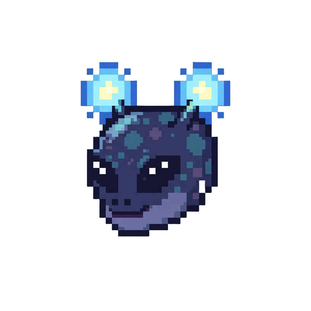 A Spotted Cosmic Alien Head with Glowing Antenna