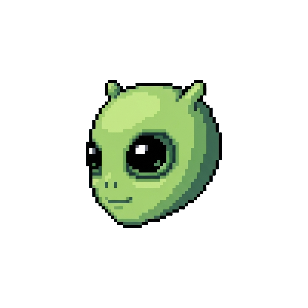 A Cute Lime-green Alien Head with Big Round Eyes