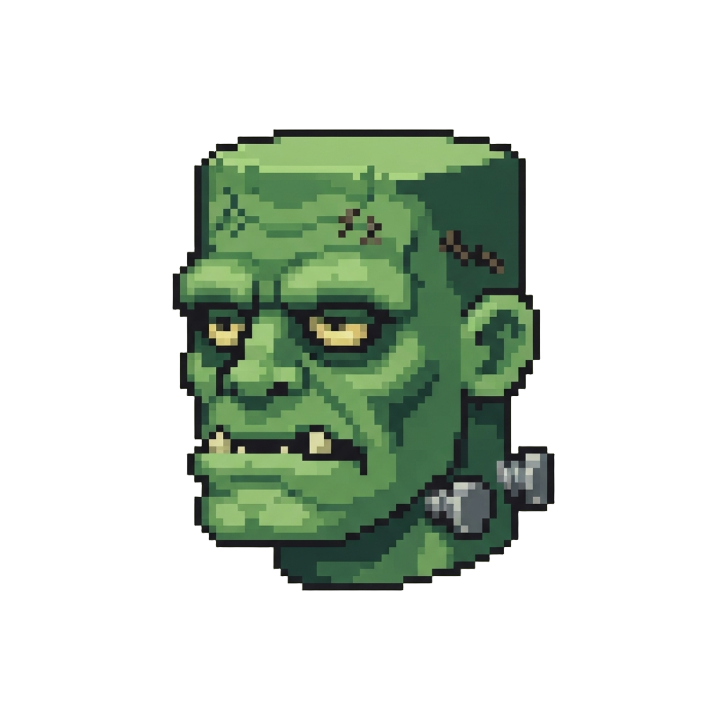 A Classic Flat-top Green Monster Head with Neck Bolts