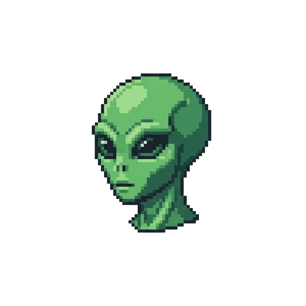 A Retro Sci-fi Green Alien Head